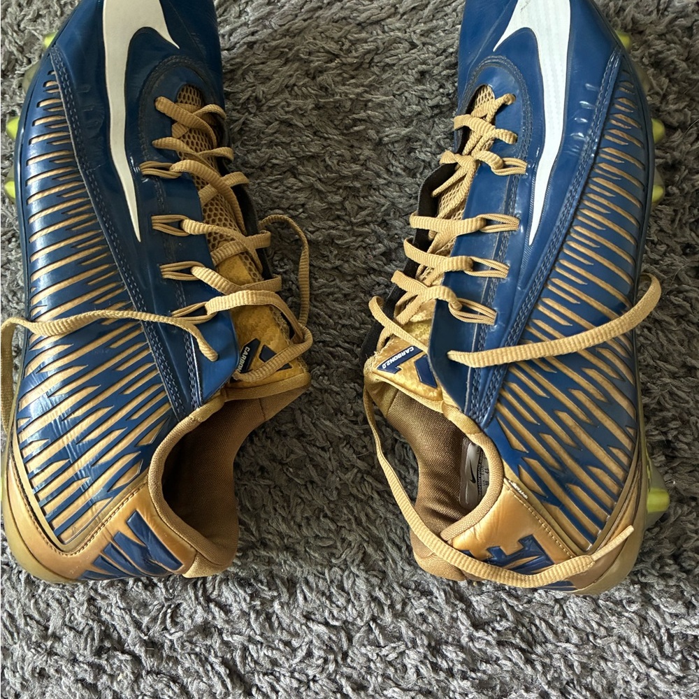 Blue and Tan Nike carbon cleats